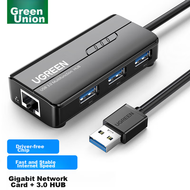 Док-станция UGREEN USB - Gigabit Ethernet, внешний сетевой адаптер для ноутбука, совместима с Apple, Huawei, Lenovo - изображение 4