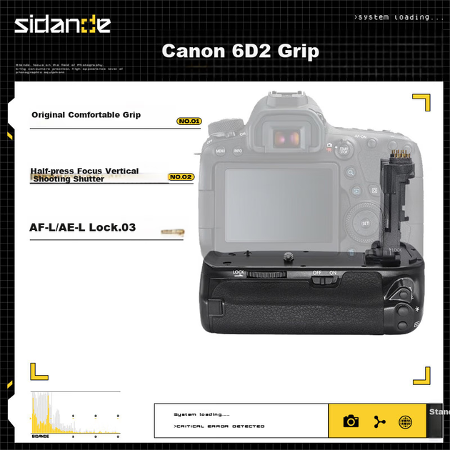 Рукоятка Sidande 6D Mark II для цифровой зеркальной камеры Canon 6D2, вспомогательный батарейный блок для вертикальной съемки. - изображение 4