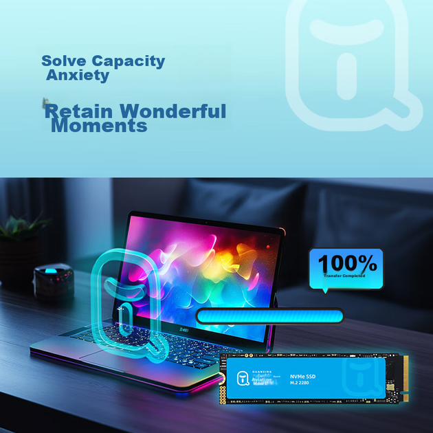 Твердотельный накопитель QUANXING Kuxinkj 1 ТБ SSD, аксессуар для хранения данных на ПК с поддержкой искусственного интеллекта, интерфейс M.2, 2280 (протокол NVME), PCIe 4.0, скорость чтения 7000 МБ/с, P402 - зображення 8