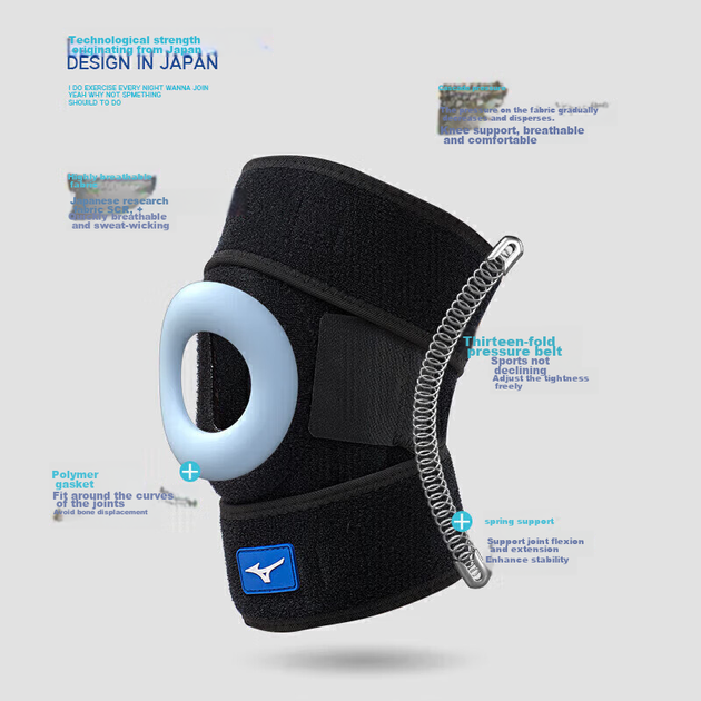 Наколінники MIZUNO, спортивні, для бігу, походів, баскетболу, профілактика травм меніска, універсальний розмір - зображення 9