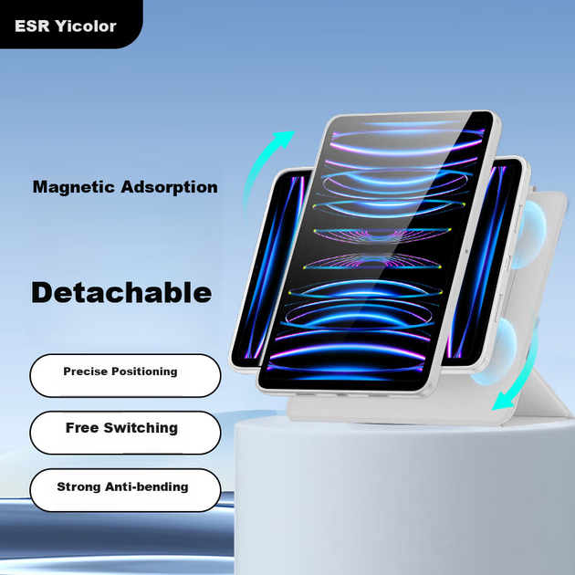 Чехол ESR [из ткани с защитой от пятен] для iPad Pro 11 2022/2021, защитный чехол для планшета Apple, 11 дюймов, съемный, с полным покрытием, магнитный, противоударный, белый. - изображение 4