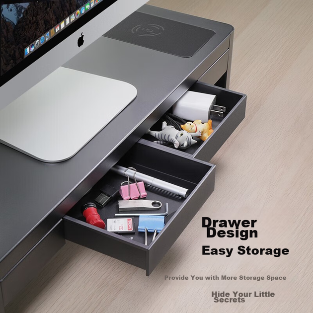 Подставка Luwei ZGL121 для монитора и ноутбука с регулировкой высоты, USB 3.0, беспроводной зарядкой и ящиком - изображение 6