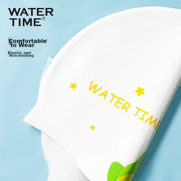 Шапочка WATERTIME для плавания детская силиконовая с защитой ушей, желтая с лягушонком - изображение 8