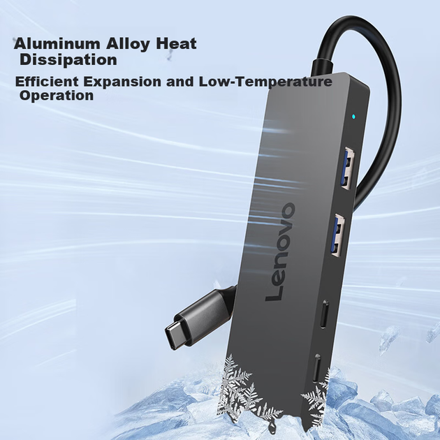 Хаб Lenovo Type-C 4 в 1 USB 3.2 для ноутбука та настільного комп'ютера - Фото 6 Хаб Lenovo Type-C 4 в 1 USB 3.2 для ноутбука та настільного комп'ютера - зображення 6