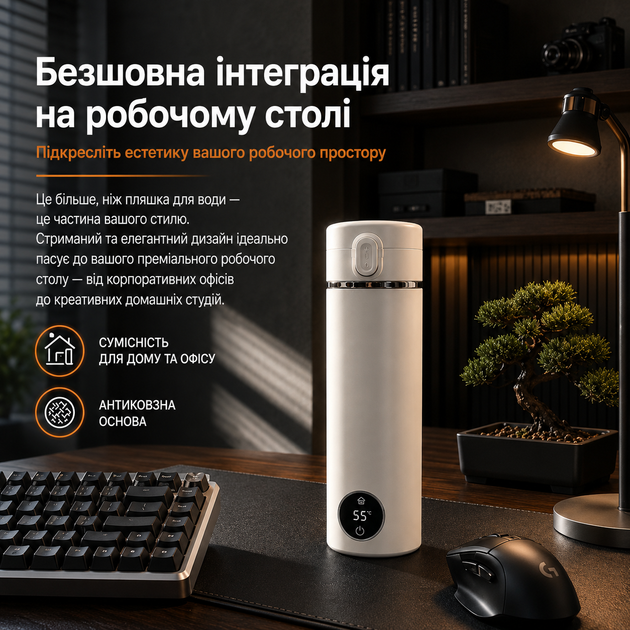 Smart Thermo Bottle 316 - Портативный смарт-термос с дисплеем и функцией подогрева 500 мл, белый - Фото 6 Smart Thermo Bottle 316 - Портативный смарт-термос с дисплеем и функцией подогрева 500 мл, белый - изображение 6