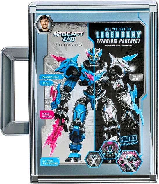 Колекційна фігурка Пантера платинова MrBeast Lab / MrBeast Lab Platinum Panther Battle Titan Collector Figure - изображение 2
