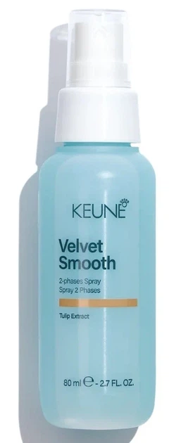 Двофазний спрей для розгладження волосся Keune Velvet Smooth 80 мл Рослинний кератин - Фото 1 Двофазний спрей для розгладження волосся Keune Velvet Smooth 80 мл Рослинний кератин - зображення 1