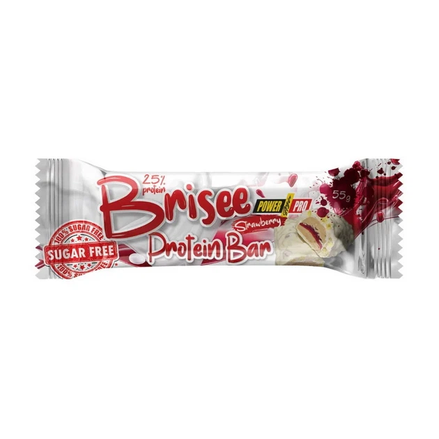 Протеиновый батончик Power Pro Brisee без сахара клубничный 25% белка - Фото 1 Протеиновый батончик Power Pro Brisee без сахара клубничный 25% белка - изображение 1