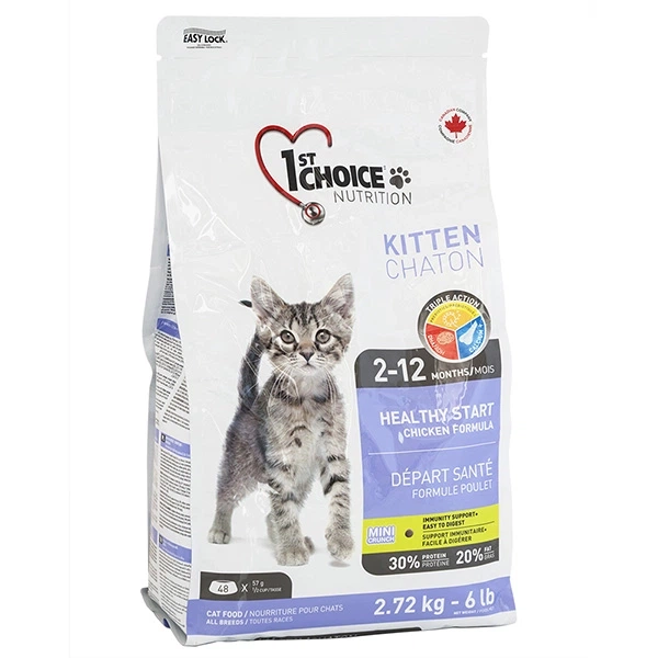 Сухий суперпреміум корм для кошенят 1st Choice Kitten Healthy Start курка 2.72 кг - Фото 1 Сухий суперпреміум корм для кошенят 1st Choice Kitten Healthy Start курка 2.72 кг - изображение 1
