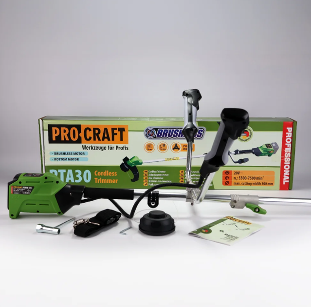 Аккумуляторный триммер Procraft PTA30 бесщеточный 20 В с разборной штангой плавным пуском регулировкой оборотов без аккумулятора и зарядного устройства - изображение 3