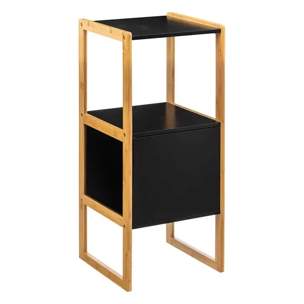 Шкафчик-стеллаж для ванной 5five Simply Smart с дверцей, 33×80 см, черная / натуральная - изображение 7