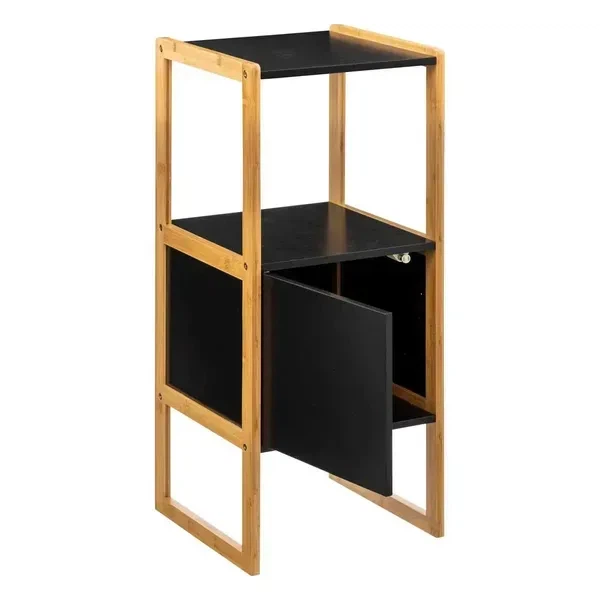 Шкафчик-стеллаж для ванной 5five Simply Smart с дверцей, 33×80 см, черная / натуральная - изображение 8