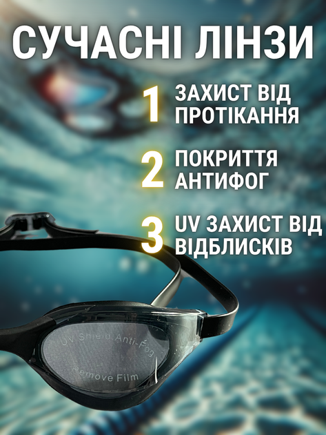 Окуляри для плавання басейну декатлон для купання в морі відкритій воді тренувальні унісекс очки для дайвінгу пірнання підводні під водою Hechpro ТБSWMBL - Фото 6 Окуляри для плавання басейну декатлон для купання в морі відкритій воді тренувальні унісекс очки для дайвінгу пірнання підводні під водою Hechpro ТБSWMBL - зображення 6