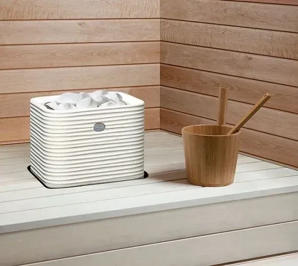 Напольная электрокаменка Tulikivi Huurre White 6.8 кВт из композитного камня объем парилки 5-9 м.куб вес камней 60 кг - изображение 3