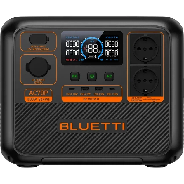 Зарядная станция BLUETTI AC70P (P-AC70P-EU-GY-BL-010) - Фото 2 Зарядная станция BLUETTI AC70P (P-AC70P-EU-GY-BL-010) - изображение 2