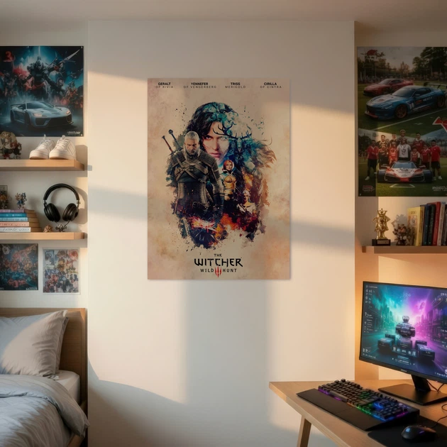 Постер Відьмак, Дикий Гін, Witcher 3, декор кімнати геймера, A2 60×43 см (id0982) - зображення 2