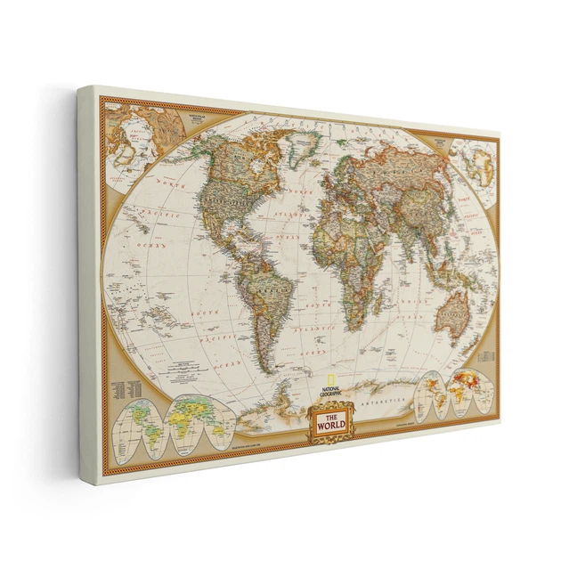 Интерьерная картина Географическая карта мира (англ), World Map, 71×106 см (id1208) - изображение 2