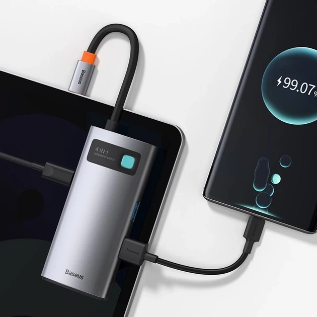 USB-хаб Baseus Multifunctional Metal Gleam 4-in-1 (CAHUB-CY0G) - зображення 10