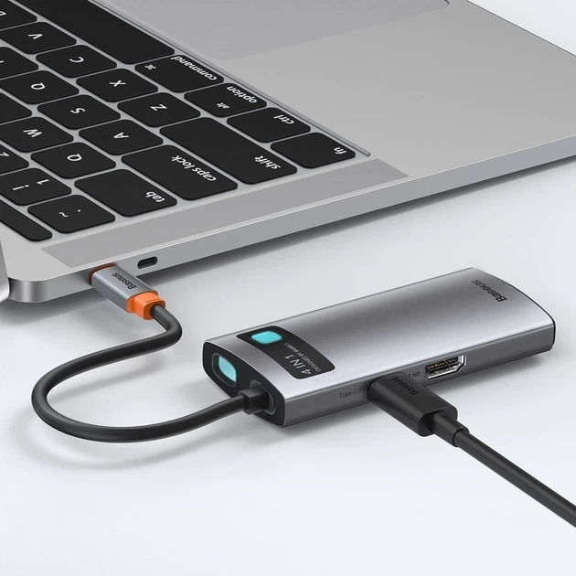USB-хаб Baseus Multifunctional Metal Gleam 4-in-1 (CAHUB-CY0G) - зображення 11