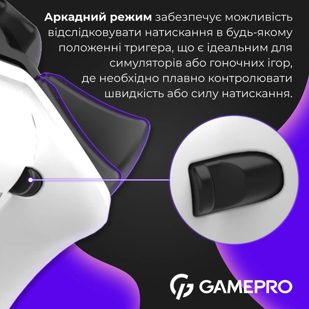 Геймпад GamePro GPX13W Беспроводной Bluetooth USB Type-C 14 кнопок 2 аналоговых стика Белый (GPX13W) - изображение 4