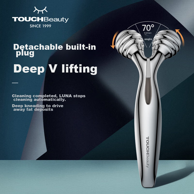 Устройство для ухода за лицом TOUCHBeauty с микротоковой терапией, роликовый массажер для лица и тела, массажный инструмент, подарок на день рождения для женщин. - изображение 4