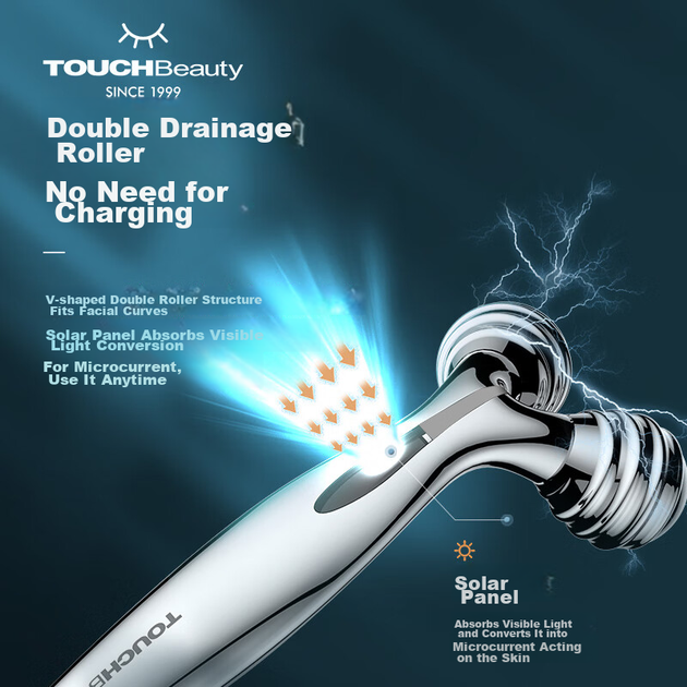 Устройство для ухода за лицом TOUCHBeauty с микротоковой терапией, роликовый массажер для лица и тела, массажный инструмент, подарок на день рождения для женщин. - изображение 6