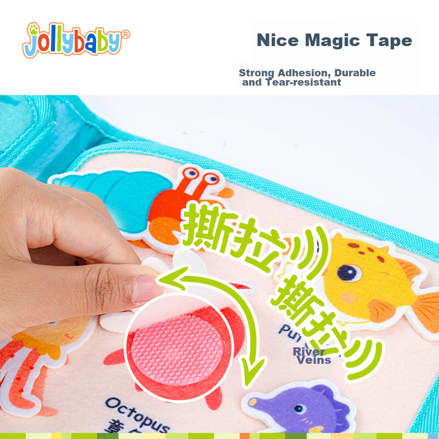 Тканевая книжка-грызунок Jollybaby, устойчивая к разрывам, на липучке, для малышей, «Сокровища океана» - изображение 8