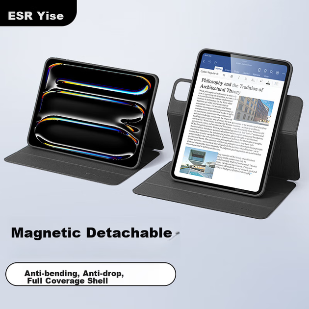 Чохол ESR для iPad Pro 11 дюймів 2025/2024 M5/M4 магнітний ударостійкий, чорний - Фото 4 Чохол ESR для iPad Pro 11 дюймів 2025/2024 M5/M4 магнітний ударостійкий, чорний - зображення 4