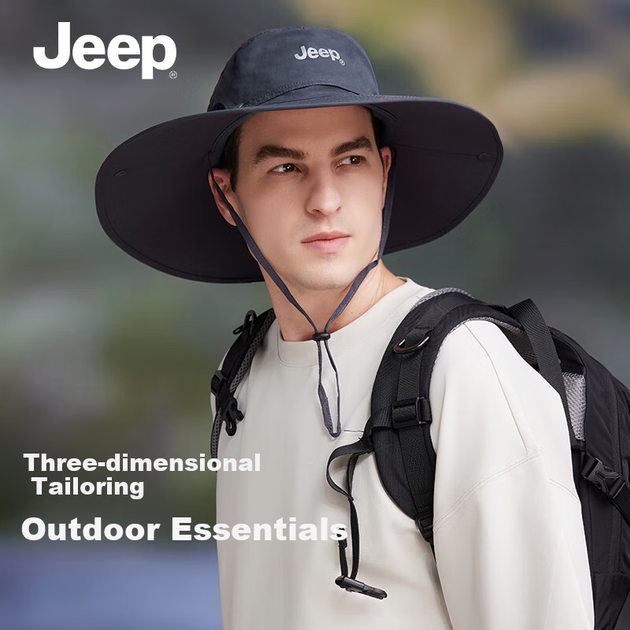 Сонцезахисний капелюх JEEP для чоловіків, сонцезахисний козирок, рибальський капелюх, туристична кепка, сонцезахисний капелюх, літній чоловічий капелюх для активного відпочинку, колір сірий - зображення 5