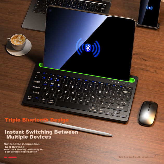 Клавіатура BIAZE PB554 бездротова Bluetooth для iPad, Huawei, Xiaomi та Lenovo, зелена - Фото 6 Клавіатура BIAZE PB554 бездротова Bluetooth для iPad, Huawei, Xiaomi та Lenovo, зелена - зображення 6