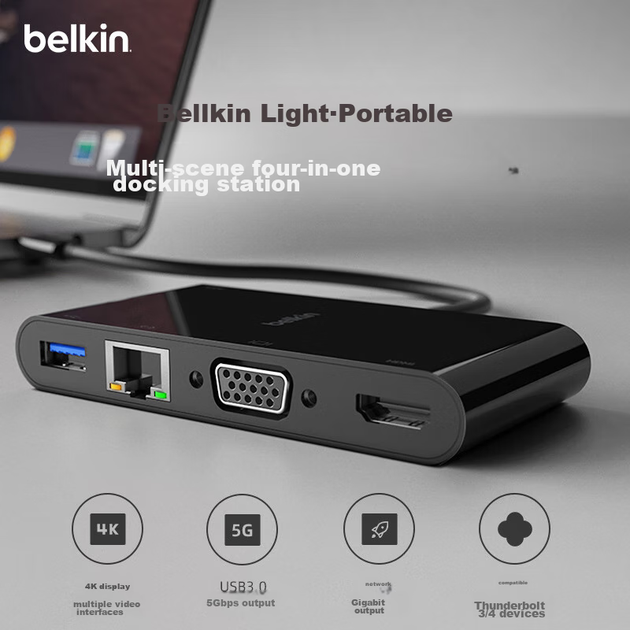 Док-станция BELKIN Type-C с HDMI, VGA, USB и Ethernet для iPad и ноутбука - изображение 6
