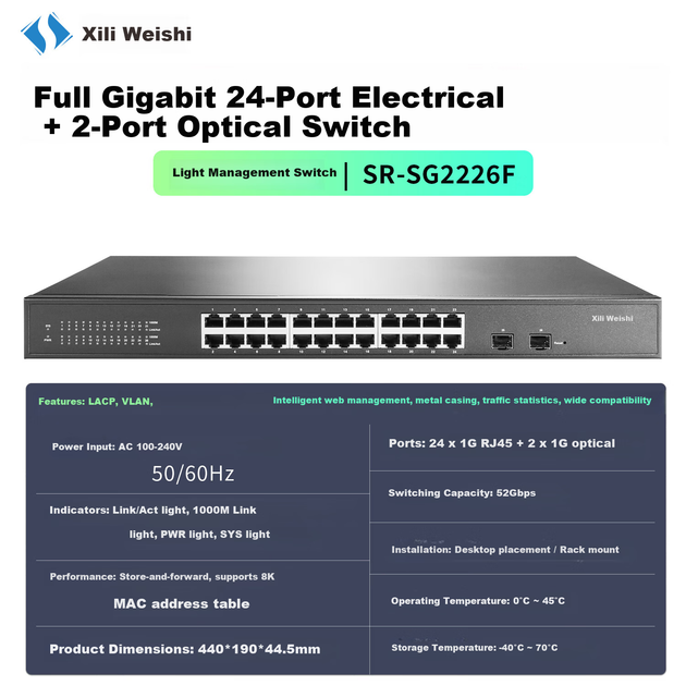 Коммутатор управляемый Xilivision SR-SG2226F 24 порта Gigabit и 2 SFP, VLAN, мониторинг - изображение 5