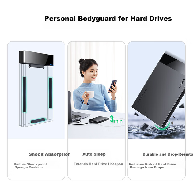 Корпус UGREEN для жесткого диска 2.5 дюйма SATA USB 3.0 с кабелем - изображение 5