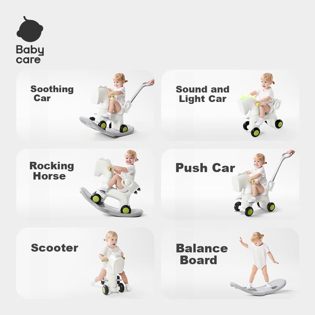 Качалка Babycare 6 в 1 деревянная в виде лошадки, фиолетовая - изображение 5