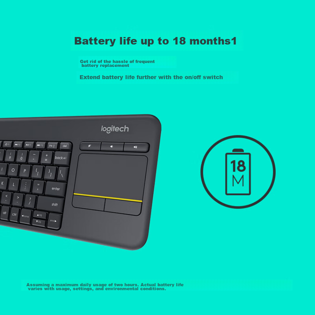 Клавиатура Logitech K400 Plus с сенсорным управлением Wireless Black - Фото 7 Клавиатура Logitech K400 Plus с сенсорным управлением Wireless Black - изображение 7