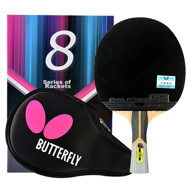 Ракетка для настільного тенісу BUTTERFLY, 8-зіркова карбонова основа, для змагань, двостороннє зворотне покриття, модель Wang 803, хват "перо", з чохлом - Фото 8 Ракетка для настільного тенісу BUTTERFLY, 8-зіркова карбонова основа, для змагань, двостороннє зворотне покриття, модель Wang 803, хват "перо", з чохлом - зображення 8