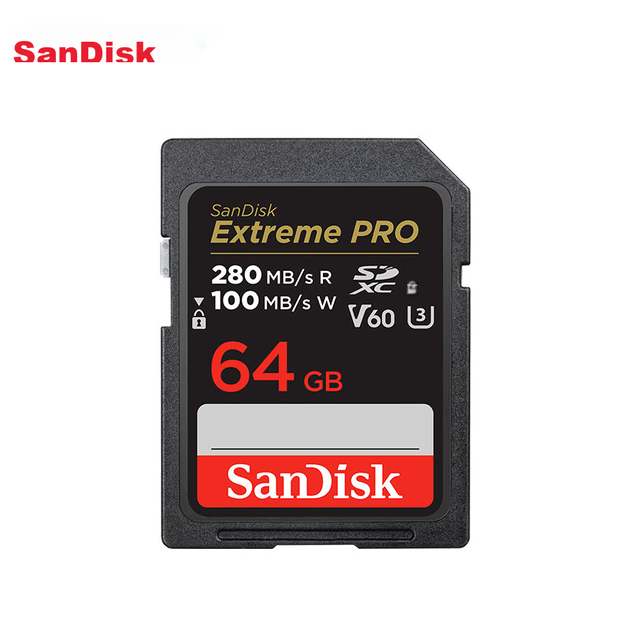 Карта пам'яті SanDisk SD 64 ГБ V60 U3 C10, читання 280 МБ/с, запис 100 МБ/с - Фото 8 Карта пам'яті SanDisk SD 64 ГБ V60 U3 C10, читання 280 МБ/с, запис 100 МБ/с - зображення 8