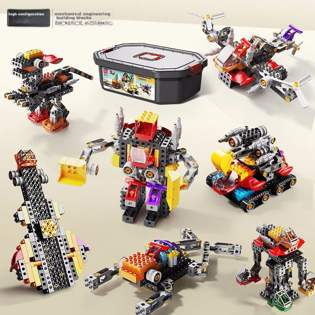 FEELO — игрушка, совместимая с конструктором LEGO, подарок на день рождения для мальчиков и девочек, образовательная инженерная машина 1628-1 «Ведро». - изображение 4