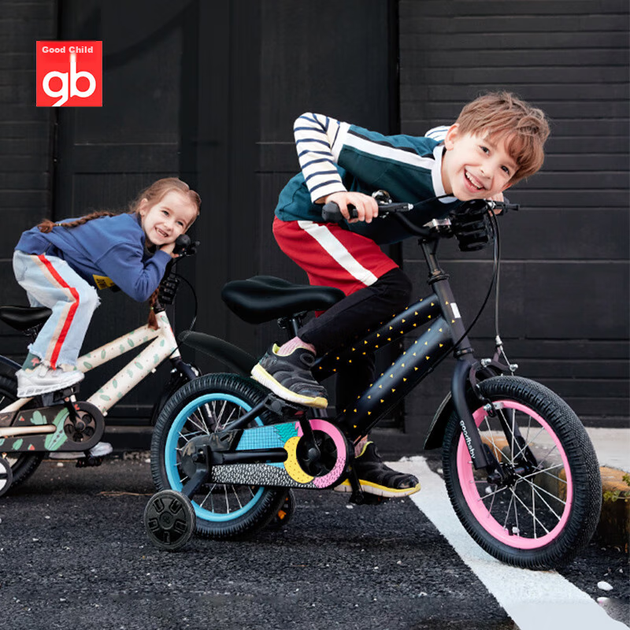 Детский велосипед Gb, горный велосипед для детей 4-6 лет, черный, 14 дюймов, подходит для роста 105-145 см. - изображение 12