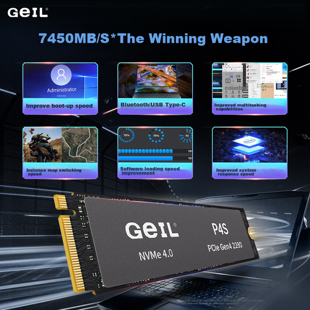SSD диск GeIL P4S 1TB M.2 2280 NVMe PCIe 4.0 x4 TLC - зображення 4