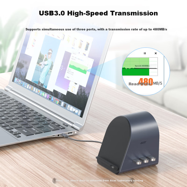 Док-станція розширення Acer, адаптер гігабітного Ethernet, USB-хаб, дублювання екрана HDMI, сумісна з MacBook, 11-дюймова, бездротова зарядка - Фото 6 Док-станція розширення Acer, адаптер гігабітного Ethernet, USB-хаб, дублювання екрана HDMI, сумісна з MacBook, 11-дюймова, бездротова зарядка - зображення 6