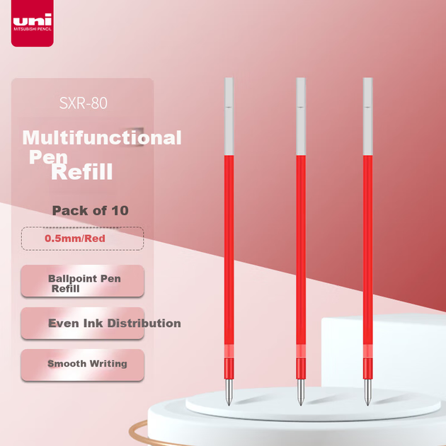 Стержни Uni Mitsubishi Jetstream SXR-80 0.5 мм красные, 10 шт - изображение 4