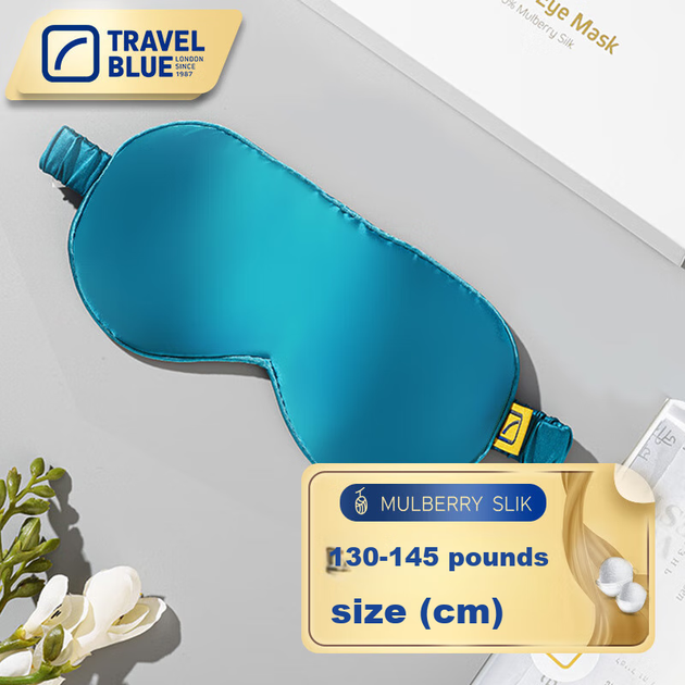 Маска для сна TRAVEL BLUE из 100% тутового шелка дышащая светонепроницаемая, в коробке - Фото 4 Маска для сна TRAVEL BLUE из 100% тутового шелка дышащая светонепроницаемая, в коробке - изображение 4