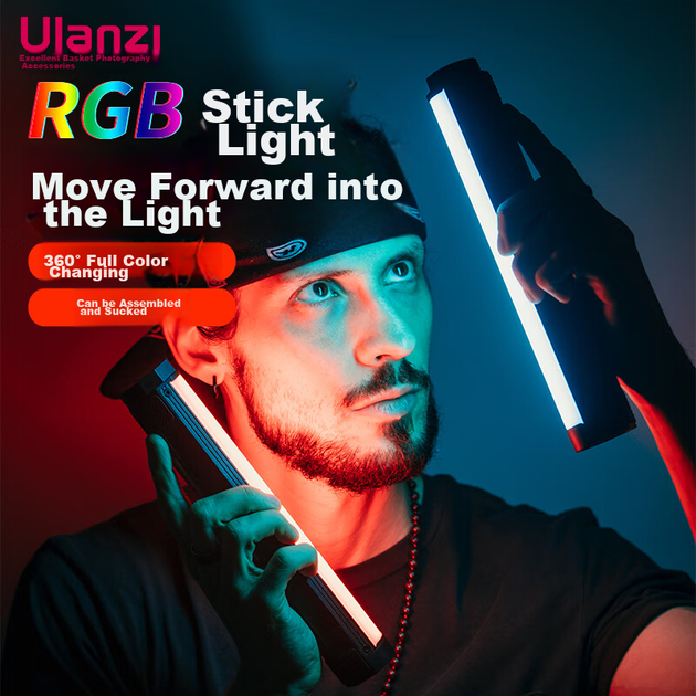 Светодиодный светильник Ulanzi VL110, магнитный, RGB, полноцветный, портативный, ручной, двухцветная температура, для фото, видео и трансляций - Фото 4 Светодиодный светильник Ulanzi VL110, магнитный, RGB, полноцветный, портативный, ручной, двухцветная температура, для фото, видео и трансляций - изображение 4