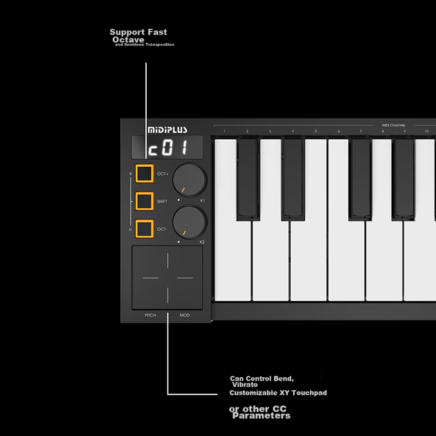 MIDI-клавиатура Midiplus V49 на 49 клавиш беспроводная Bluetooth складная, портативная - изображение 5