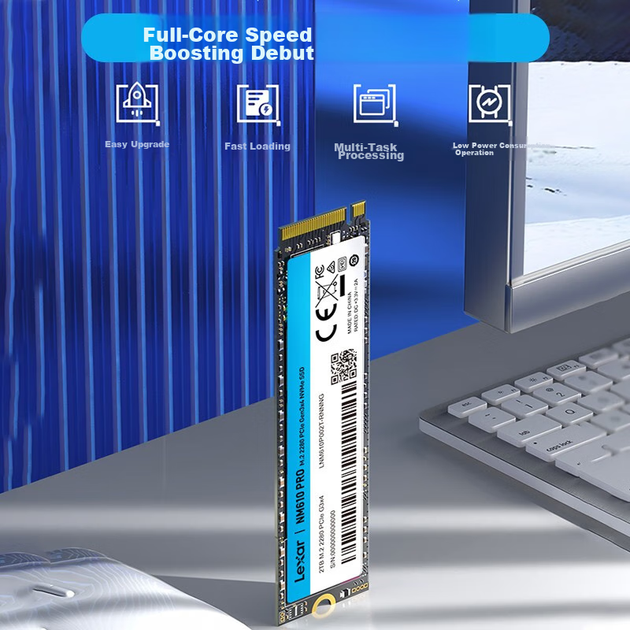 Твердотельный накопитель Lexar 1 ТБ, интерфейс M.2, протокол NVMe (PCIe 3.0x4), скорость чтения 3300 МБ/с, NM610PRO, быстрая загрузка, широкая совместимость. - зображення 4