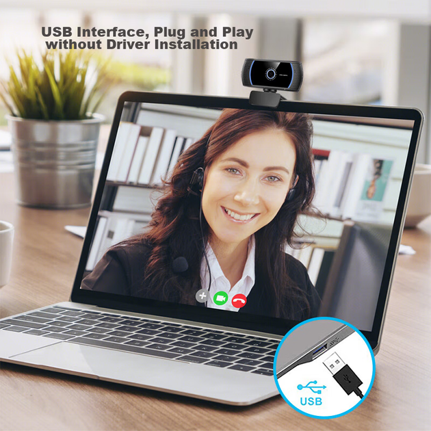 Веб-камера GESOBYTE C305 1080P с широким углом и микрофоном USB - изображение 7