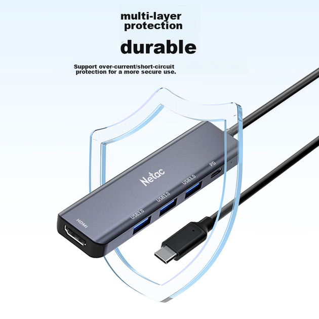 Док-станция расширения Netac Type-C, пятиканальный разветвитель, HDMI-конвертер, адаптер 4K, быстрая зарядка PD, совместима с ноутбуками Lenovo и Huawei, iPad, универсальная HC032. - изображение 9