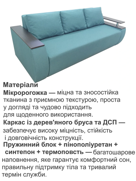 Диван Токио 237×105 см, аква - изображение 3
