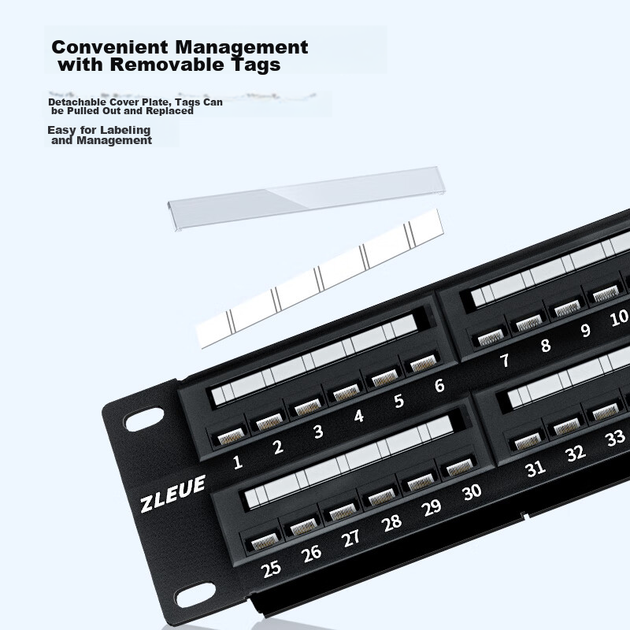 Патч-панель ZLEUE 19" 3U 48 портов Cat 6 в сборе с органайзером Черная (ZL-P6B) - изображение 8